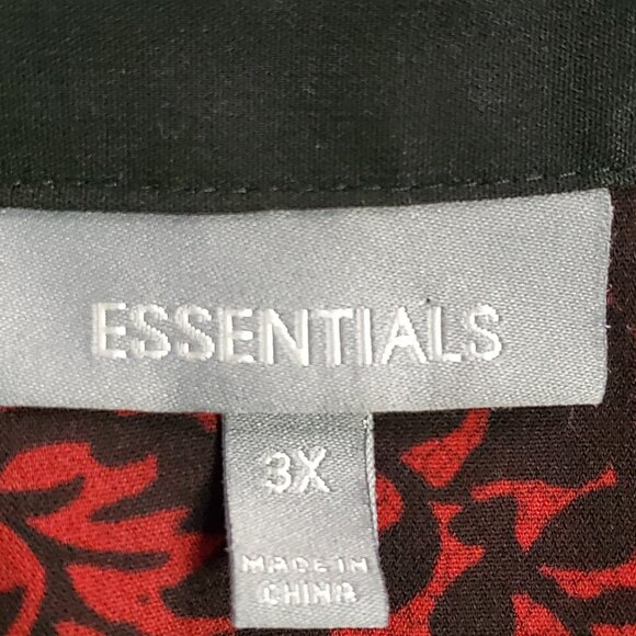 Essentials Womens 3/4 Sleeve Floral Button Up Top Size 3X Artsy Office Church - Picture 4 of 10